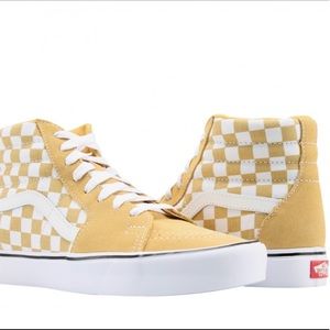 Hi Top Vans Yellow Checkered